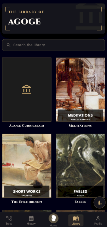 Agoge library of classical texts including Meditations and the Enchiridion