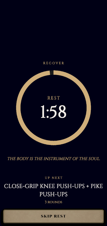 Agoge rest timer between supersets with the next exercise up